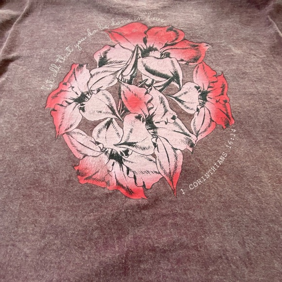 Fifth Sun Faded Maroon Relaxed Crew Neck Long Sleeve Graphic Top Size XL - Picture 8 of 10